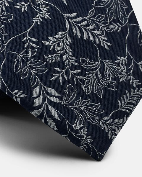 Mens Navy/Silver Silk Tie
